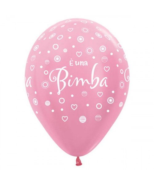 PALLONE LATTICE ROSA PERL. 12" E' UNA BIMBA 100PZ - L'Officina