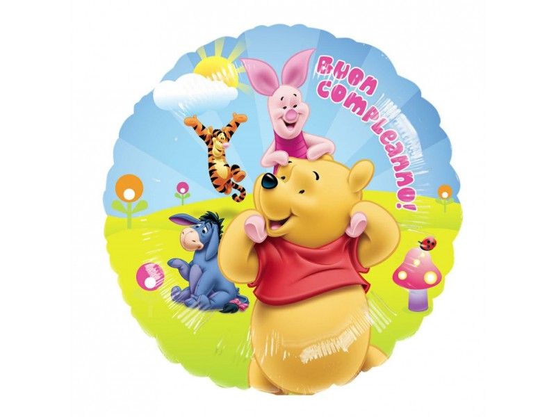 PALLONE 18" WINNIE POOH BUON COMPLEANNO 45CM - L'Officina delle