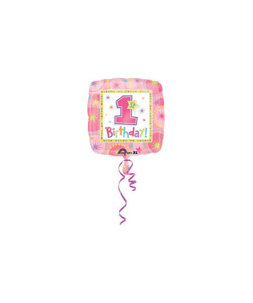 PALLONE 18" FIRST BIRTHDAY ROSA - L'Officina delle feste
