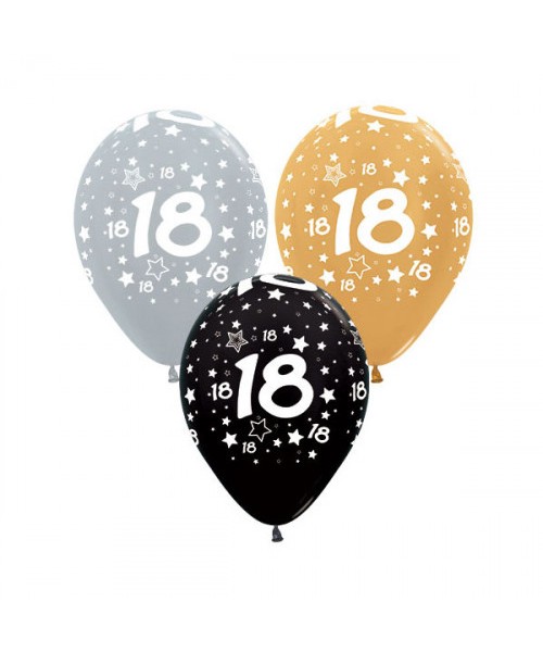 PALLONE LATT. 18 ANNI STARS ASS. 12" 100PZ - L'Officina delle