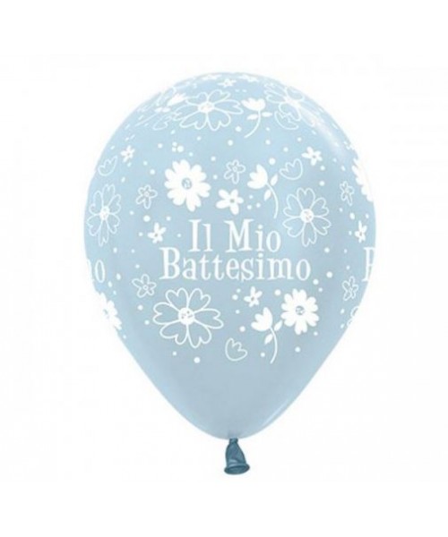 PALLONE LATTICE 12" BATTESIMO CELESTE PERLATO 100PZ -