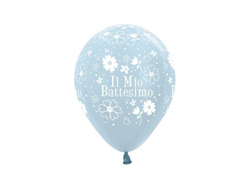 PALLONE LATTICE 12" BATTESIMO CELESTE PERLATO 100PZ -