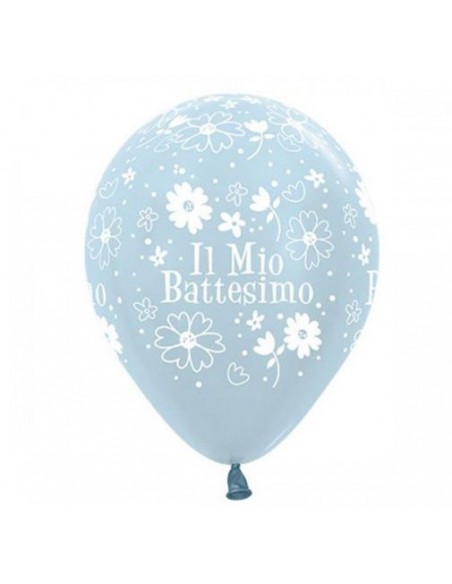 PALLONE LATTICE 12" BATTESIMO CELESTE PERLATO 100PZ -