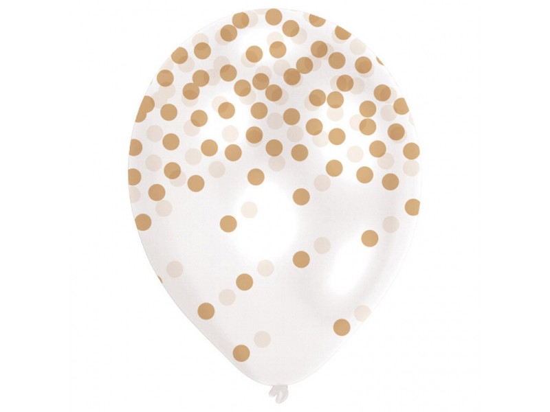 PALLONE LATTICE "CONFETTI-GOLD" 6PZ 11" 27,5CM - L'Officina