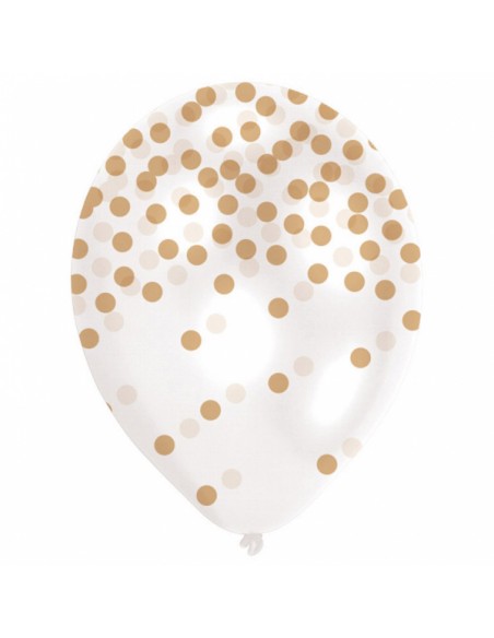 PALLONE LATTICE "CONFETTI-GOLD" 6PZ 11" 27,5CM - L'Officina