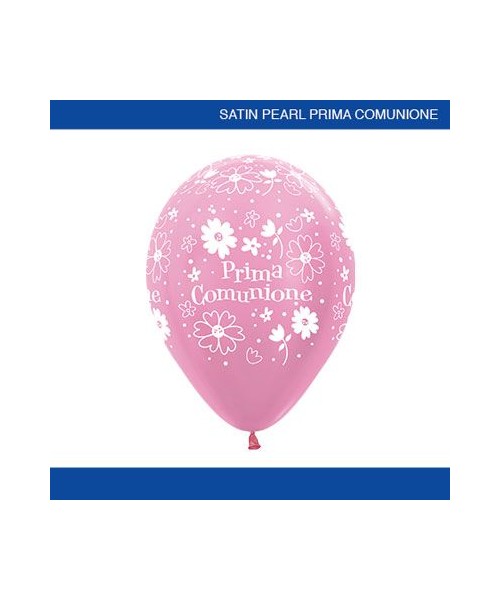 PALLONE LATTICE 12" ROSA PERL 1° COMUNIONE FIORI PZ.50 2