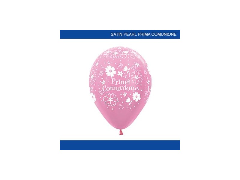 PALLONE LATTICE 12" ROSA PERL 1° COMUNIONE FIORI PZ.50 -