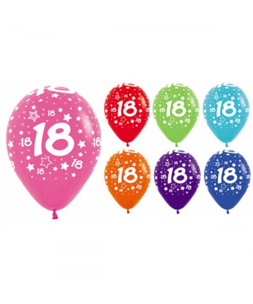 PALLONE LATTICE 18 ANNI STARS ASS. 12" 100PZ - L'Officina delle