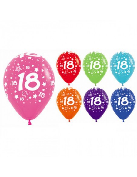 PALLONE LATTICE 18 ANNI STARS ASS. 12" 100PZ - L'Officina delle