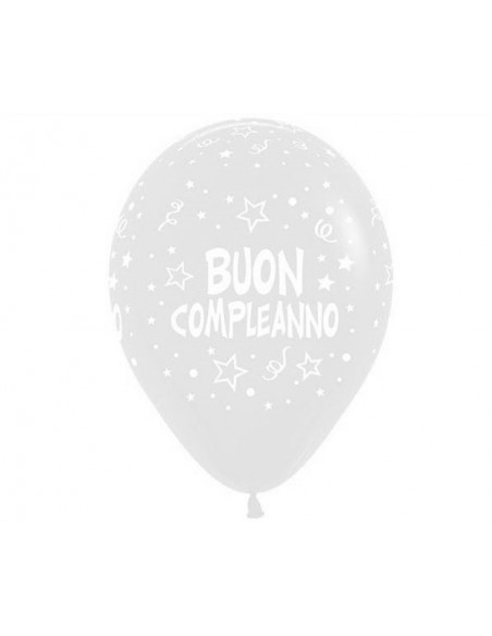 PALLONE LATTICE 12" BUON COMPLEANNO TRASP. 30CM 100PZ -