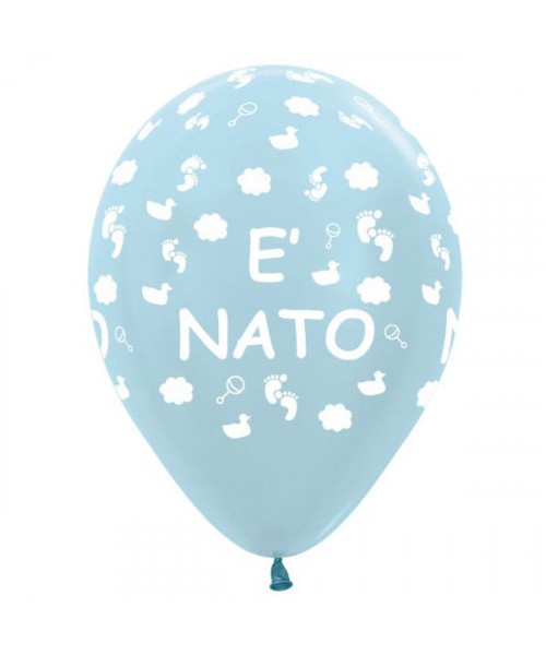 PALLONE LATTICE CELESTE PERL. E' NATO PERLATO 12" 100PZ -