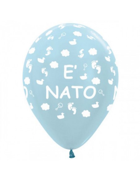 PALLONE LATTICE CELESTE PERL. E' NATO PERLATO 12" 100PZ -