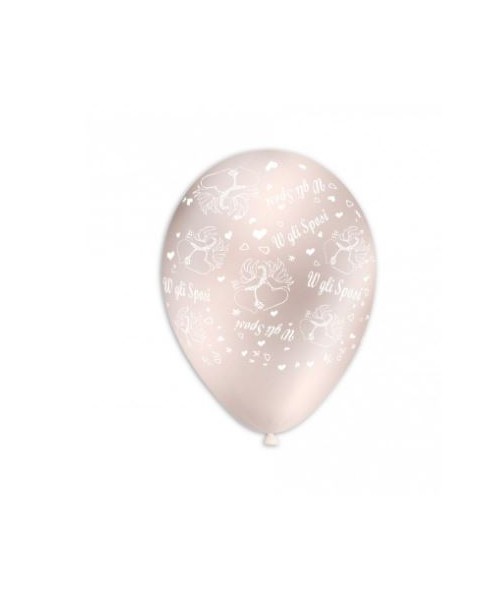 PALLONE LATTICE STAMPA SPOSI TRASP. CUORI E COLOMBE PZ.100 -