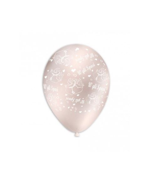 PALLONE LATTICE STAMPA SPOSI TRASP. CUORI E COLOMBE PZ.100 -