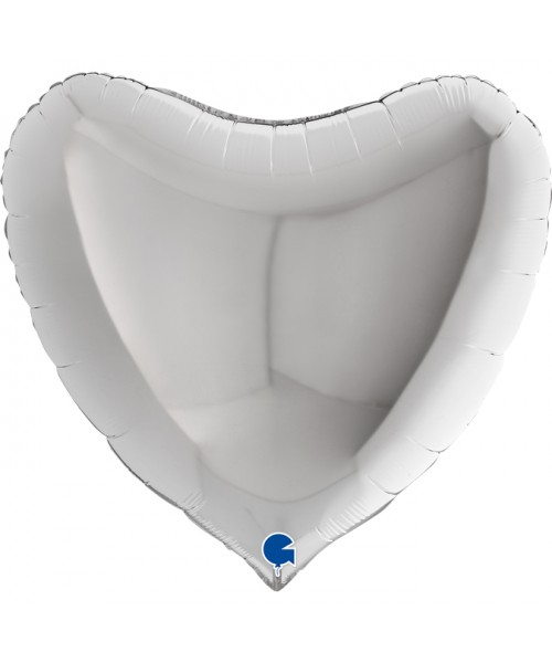 PALLONE CUORE MYLAR 36" ARGENTO 91CM - L'Officina delle feste