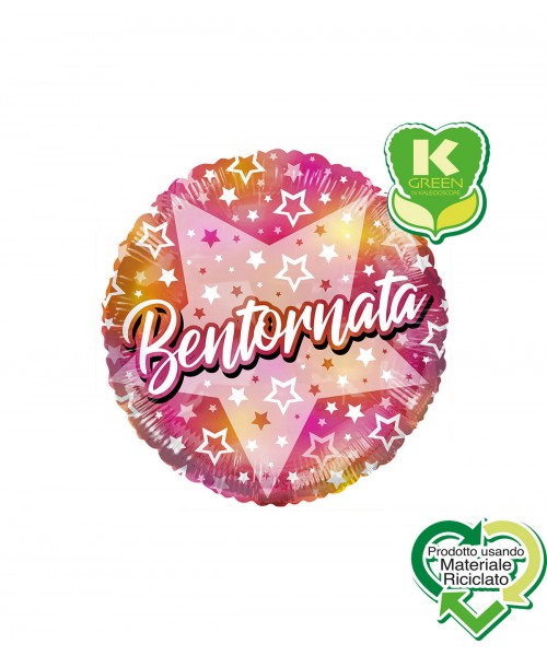 PALLONE MYLAR 18 BENTORNATA CON STELLE 45CM - L'Officina delle