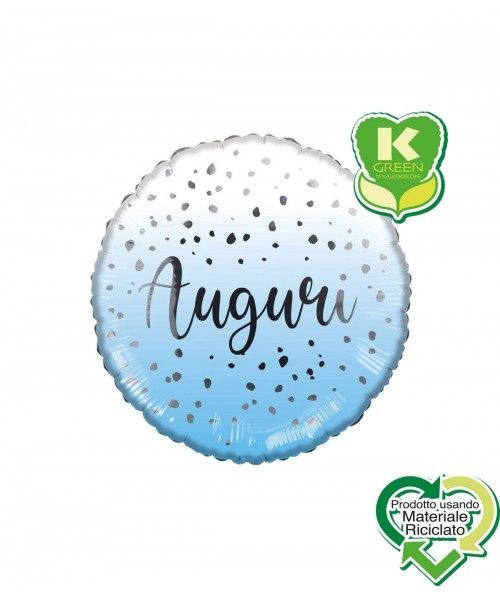 PALLONE MYLAR 18" AUGURI CELESTE 45CM - L'Officina delle feste