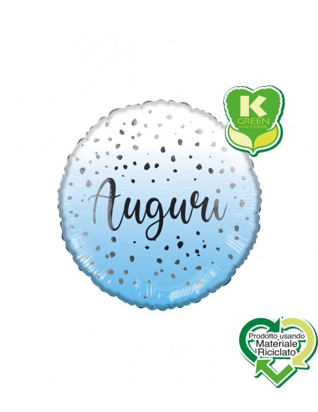 PALLONE MYLAR 18" AUGURI CELESTE 45CM - L'Officina delle feste
