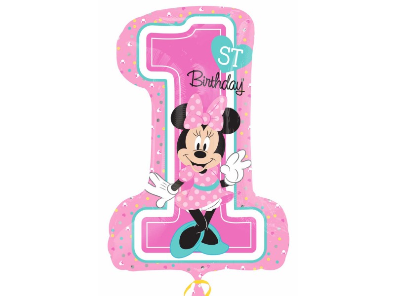 PALLONE MYLAR MINNIE 1ST BIRTHDAY 48X71CM - L'Officina delle