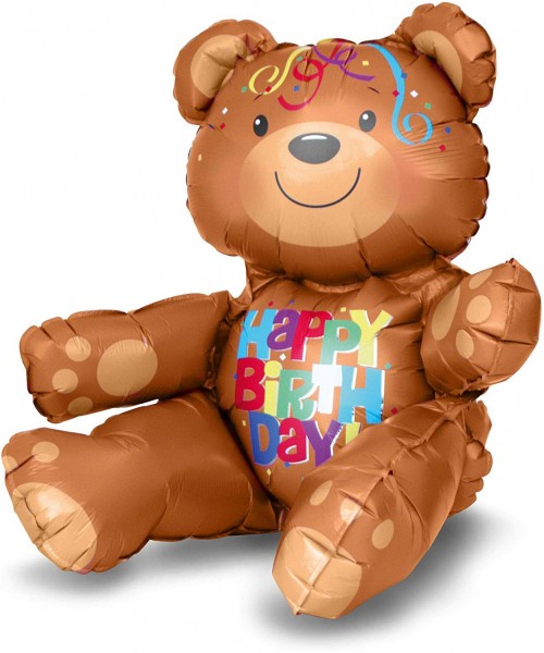 PALLONE MYLAR ORSO SEDUTO HAPPY BDAY 43CM - L'Officina delle