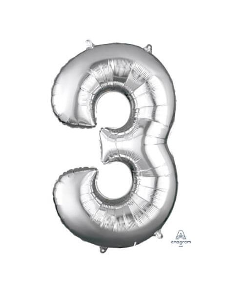 PALLONE MYLAR MEGA N. 3 SILVER 86CM - L'Officina delle feste