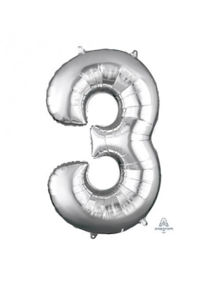PALLONE MYLAR MEGA N. 3 SILVER 86CM - L'Officina delle feste