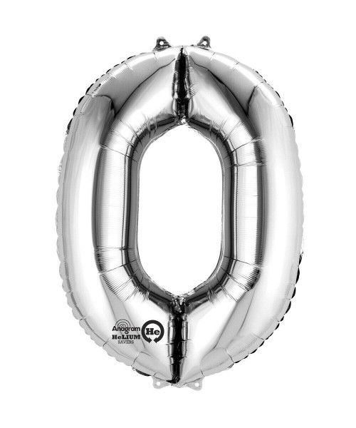 PALLONE MYLAR MEGA N. 0 ZERO SILVER H. 88CM - L'Officina delle