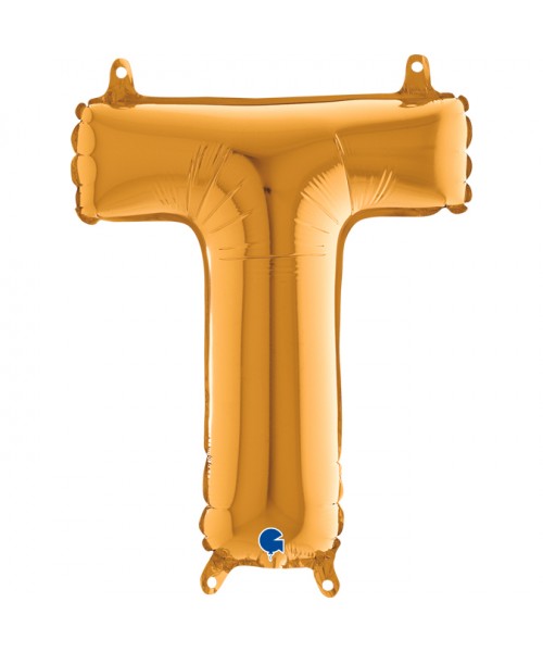 PALLONE MYLAR LETTERA " T " ORO CM. 35 - L'Officina delle feste