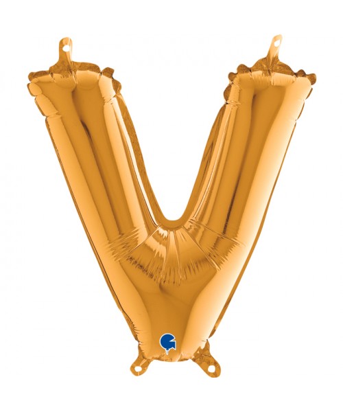 PALLONE MYLAR LETTERA " V " ORO CM. 35 - L'Officina delle feste