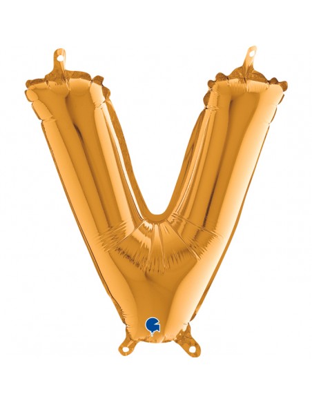 PALLONE MYLAR LETTERA " V " ORO CM. 35 - L'Officina delle feste