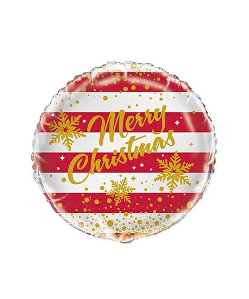 PALLONE MYLAR 18'' /45CM MERRY CHRISTMAS ROSSO RIGHE ORO -