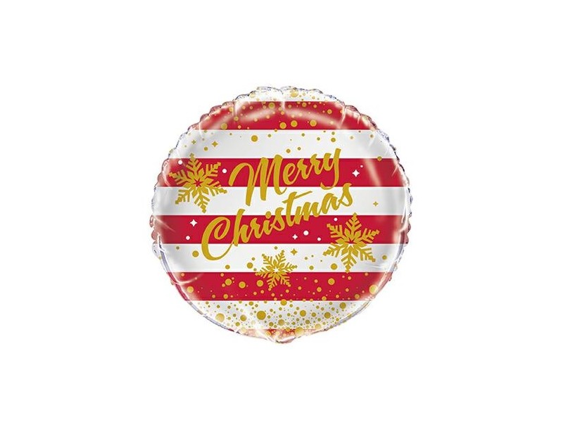 PALLONE MYLAR 18'' /45CM MERRY CHRISTMAS ROSSO RIGHE ORO -