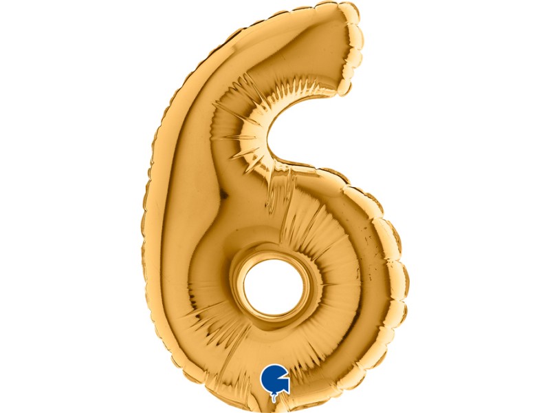 PALLONE NUMERO MYLAR MINI 6 ORO CM. 18 - L'Officina delle feste