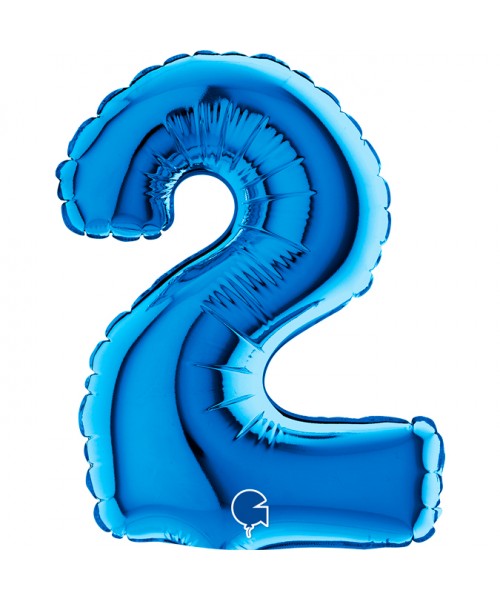 PALLONE NUMERO MYLAR MINI 2 BLU CM. 18 - L'Officina delle feste