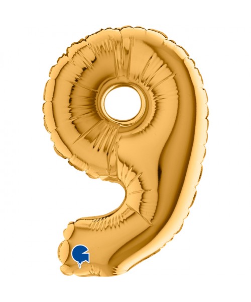 PALLONE NUMERO MYLAR MINI 9 ORO CM.18 - L'Officina delle feste