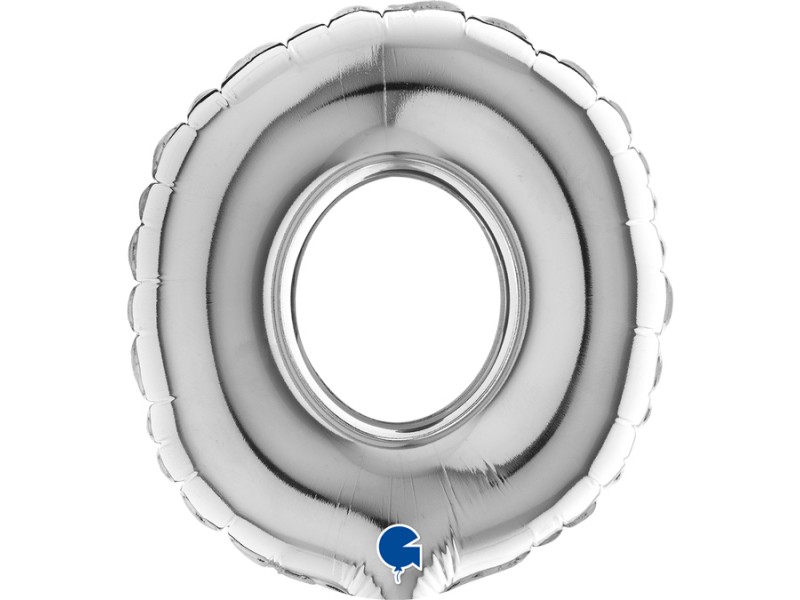 PALLONE NUMERO MYLAR MINI 0 (ZERO) ARGENTO CM.18 - L'Officina