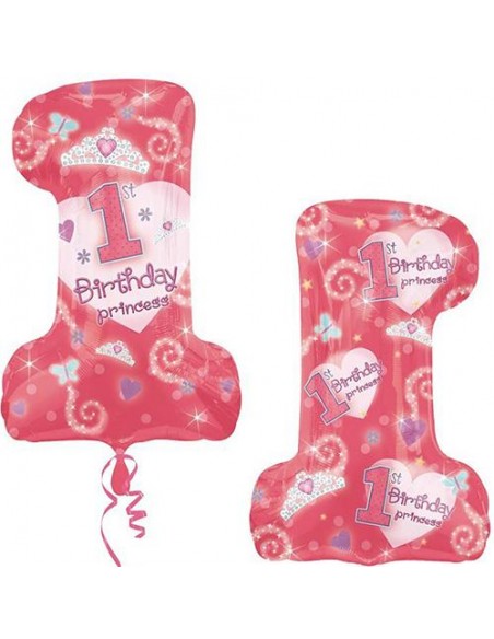 PALLONE MYLAR 1ST BIRTDAY PRINCESS 48X71CM - L'Officina delle