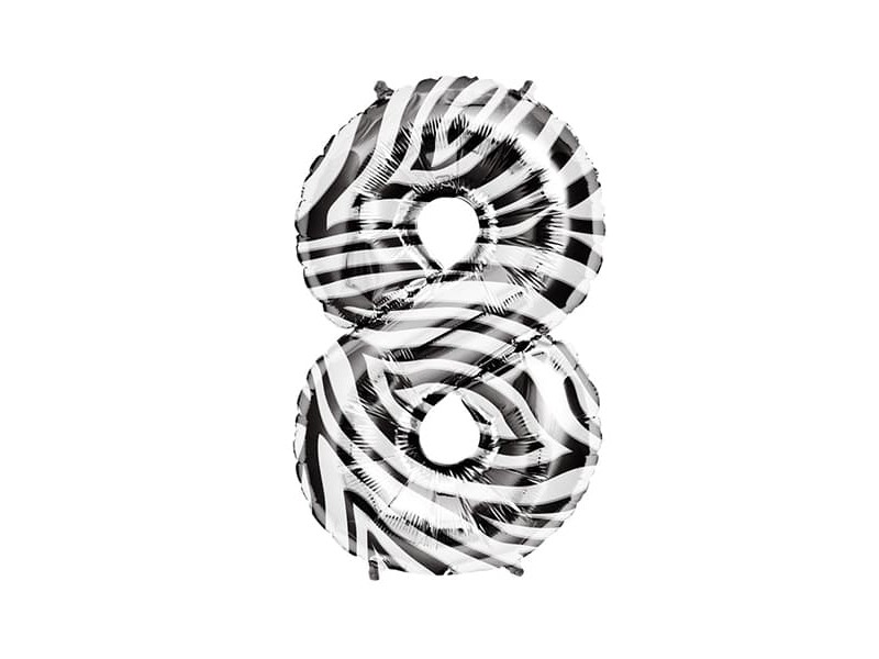 PALLONE MYLAR MEGA NUMERO N. 8 MEGA ZEBRATO 34" - L'Officina