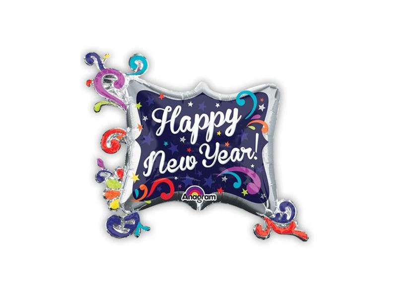 PALLONE MYLAR CORNICE HAPPY NEW YEAR CM. 86X73 - L'Officina
