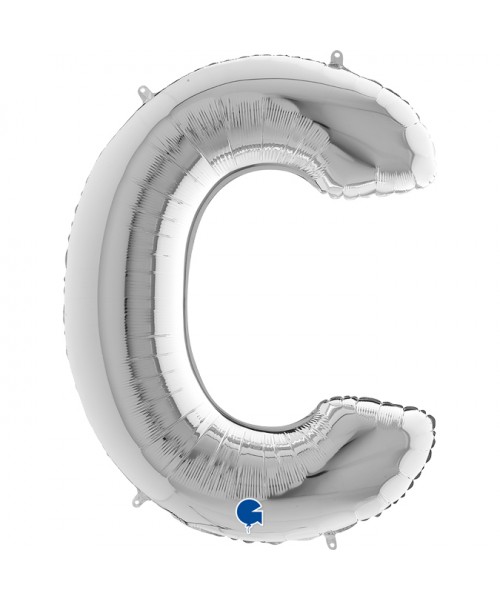 PALLONE MYLAR MEGA LETTERA "C" ARGENTO 102CM - L'Officina delle