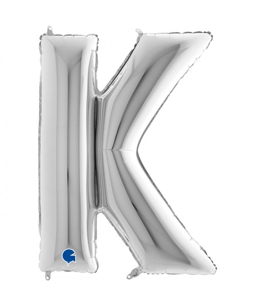 PALLONE MYLAR MEGA LETTERA "K" ARGENTO 102CM - L'Officina delle