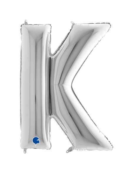 PALLONE MYLAR MEGA LETTERA "K" ARGENTO 102CM - L'Officina delle