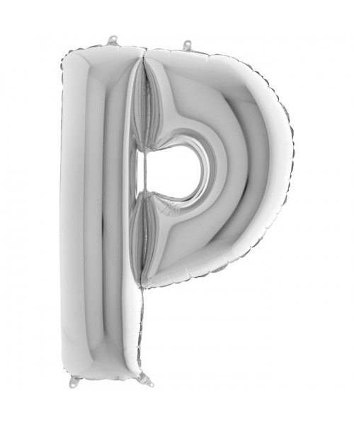 PALLONE MYLAR MEGA LETTERA "P" ARGENTO 102CM - L'Officina delle