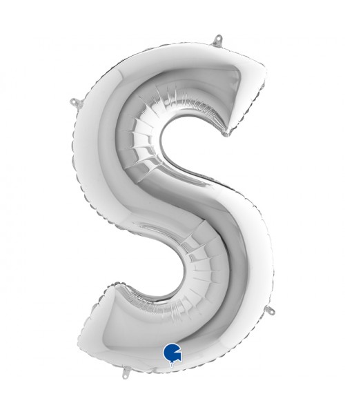 PALLONE MYLAR MEGA LETTERA "S" ARGENTO 102CM - L'Officina delle
