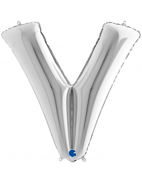 PALLONE MYLAR MEGA LETTERA "V" ARGENTO 102CM - L'Officina delle