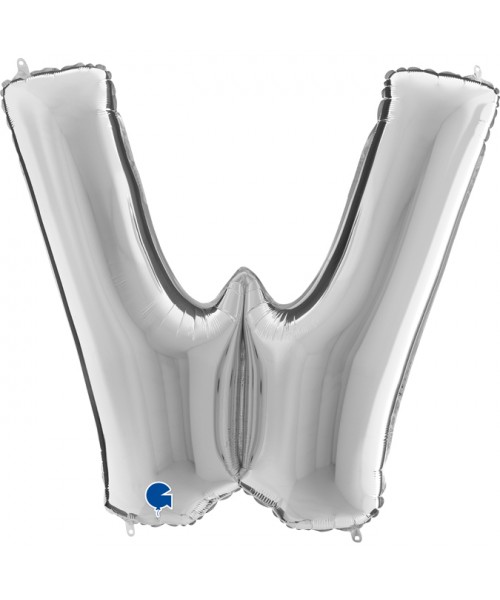 PALLONE MYLAR MEGA LETTERA "W" ARGENTO 102CM - L'Officina delle
