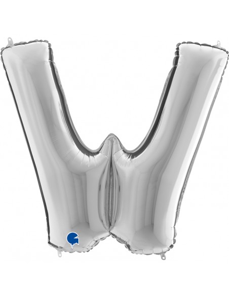 PALLONE MYLAR MEGA LETTERA "W" ARGENTO 102CM - L'Officina delle