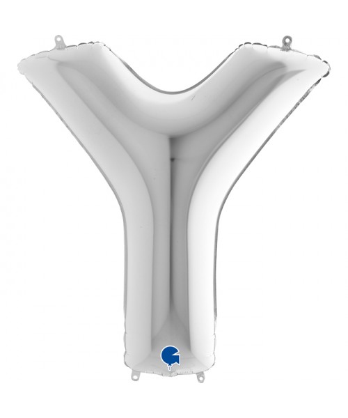 PALLONE MYLAR MEGA LETTERA "Y" ARGENTO 102CM - L'Officina delle