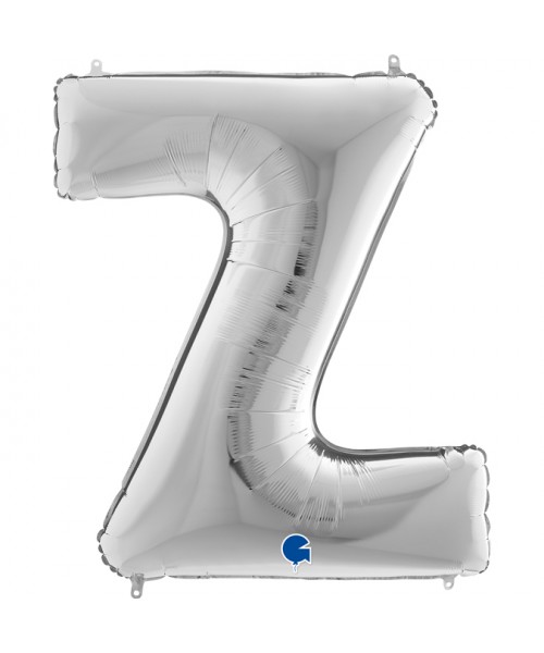 PALLONE MYLAR MEGA LETTERA "Z" ARGENTO 102CM - L'Officina delle
