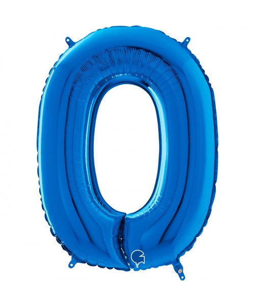 PALLONE MYLAR MEGA NUMERO N. 0 BLU 102CM - L'Officina delle